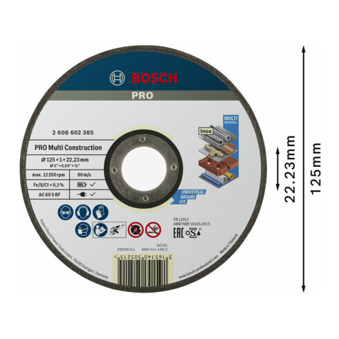 Bosch Trennscheibe gerade Rapido Multi Construction ACS 60 V BF 125 mm 1,0 mm