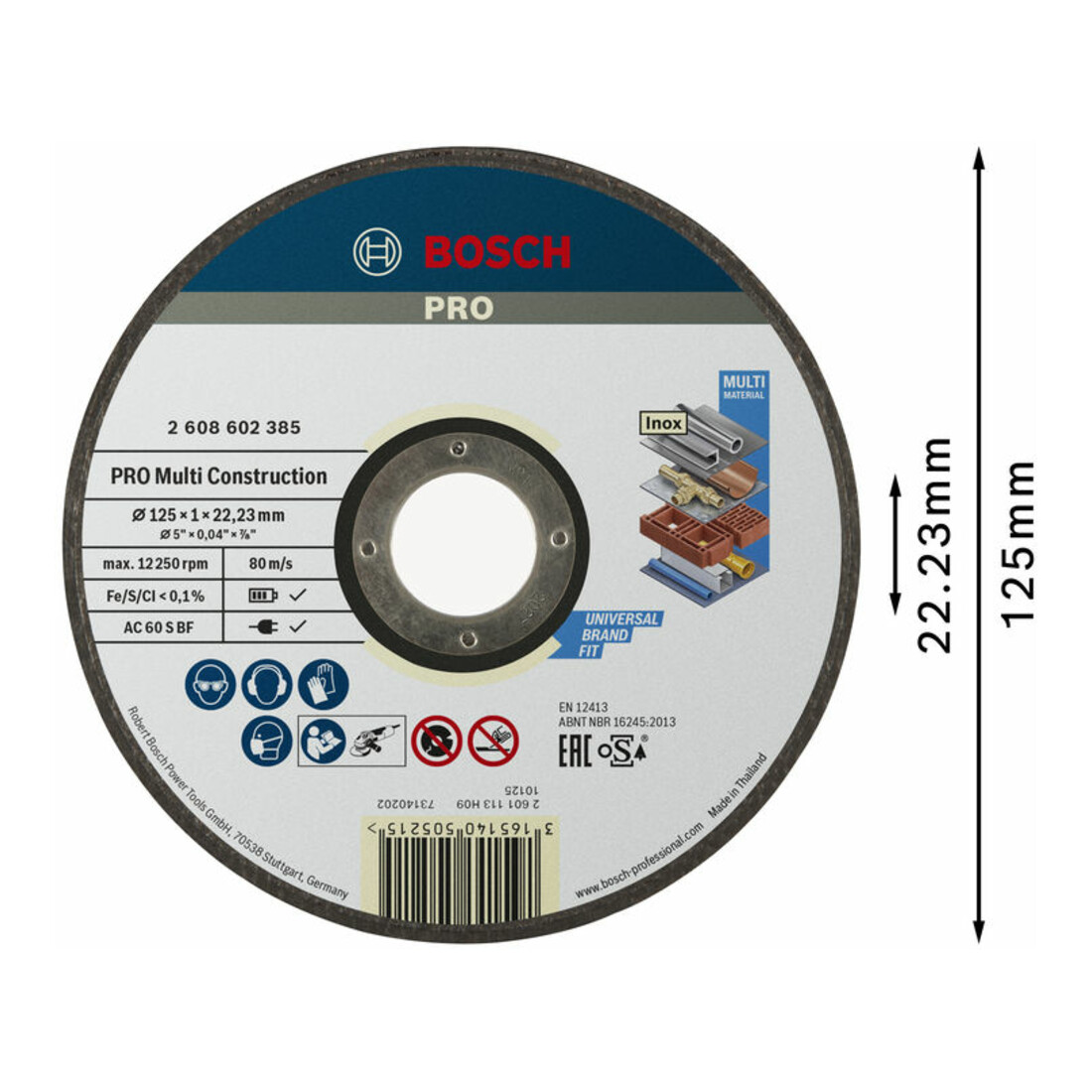 Bosch Trennscheibe gerade Rapido Multi Construction ACS 60 V BF 125 mm 1,0 mm