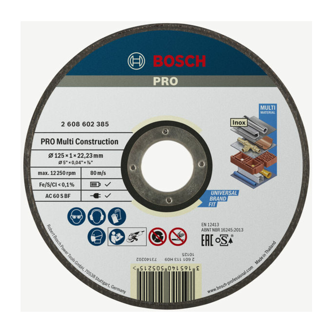 Bosch Trennscheibe gerade Rapido Multi Construction ACS 60 V BF 125 mm 1,0 mm