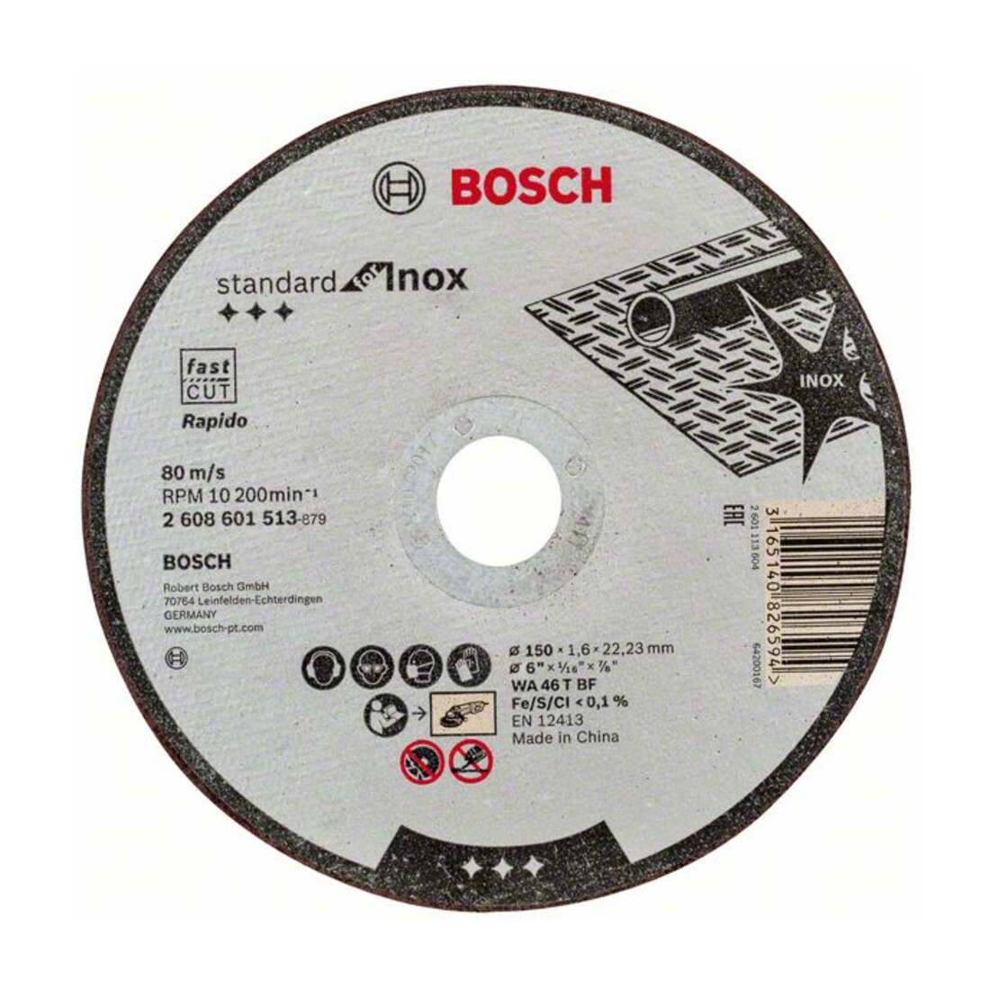 Bosch Trennscheibe gerade Standard for Inox WA 46 T BF, 150 mm, 22,23 mm, 1,6 mm