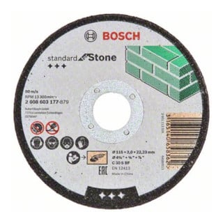 Bosch Trennscheibe gerade Standard for Stone C 30 S BF, 115 mm, 22,23 mm, 3,0 mm