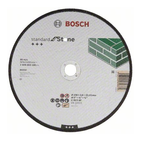 Bosch Trennscheibe gerade Standard for Stone C 30 S BF, 230 mm, 22,23 mm, 3,0 mm