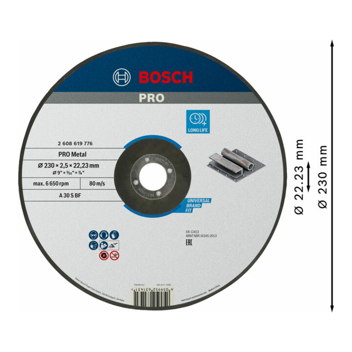 Bosch Trennscheibe Standard for Metal, Durchmesser 230 mm
