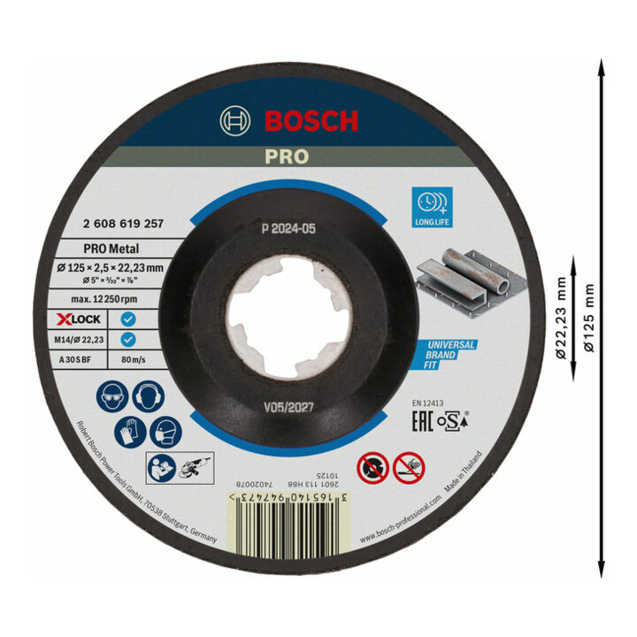 Bosch Trennscheibe X-LOCK gekröpft Expert for Metal A 30 S BF 125 x 22,23 x 2,5 mm