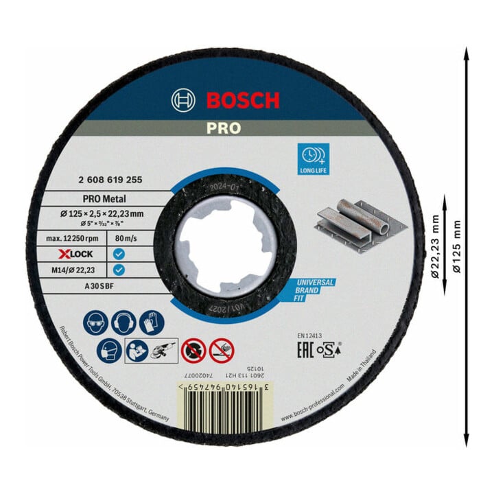 Bosch Trennscheibe X-LOCK gerade Expert for Metal A 30 S BF 125 x 22,23 x 2,5 mm
