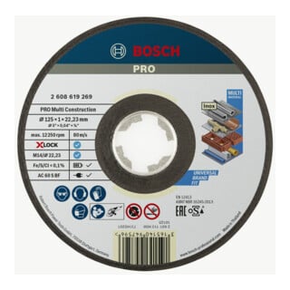 Bosch Trennscheibe X-LOCK gerade Multi Material ACS 60 V BF 125 x 22,23 x 1 mm