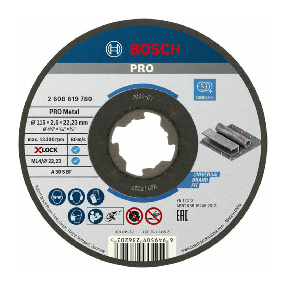 Bosch Trennscheiben gerader Ausführung, Standard for Metal X-Lock, Durchmesser 115 mm
