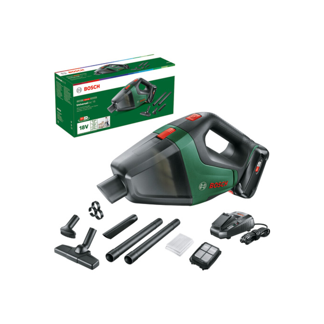 Bosch UniversalVac 18 snoerloze handstofzuiger met 1x accu, lader