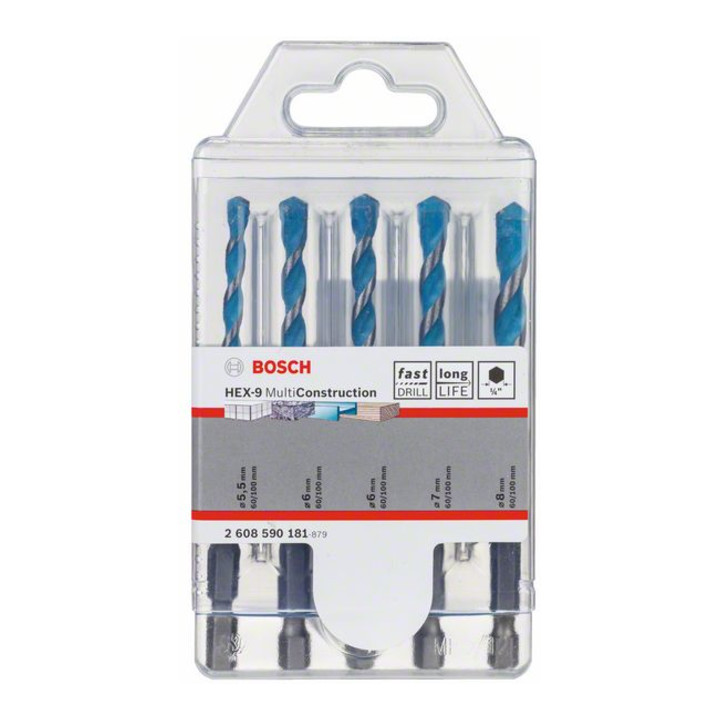 Bosch universele boorset HEX-9 Multi Construction, 5-delig, 5 - 8 mm