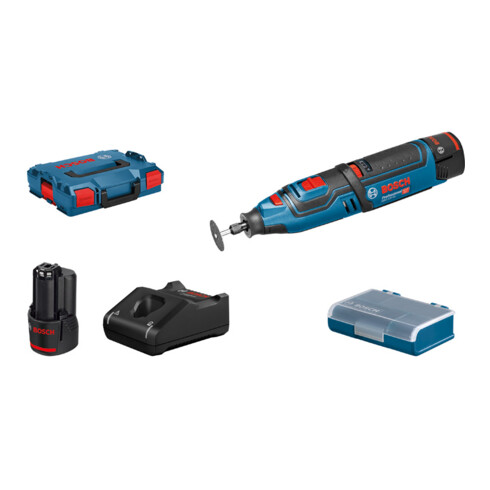 Bosch Utensile a rotazione a batteria GRO 12V-35 con 2 x batterie agli ioni di litio da 2,0 Ah L-BOXX