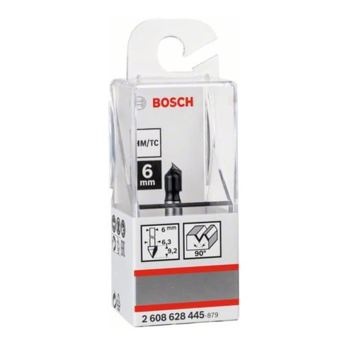 Bosch V-groeffrees 6 mm, D1 6,35 mm, L 16 mm, G 48 mm, 90°