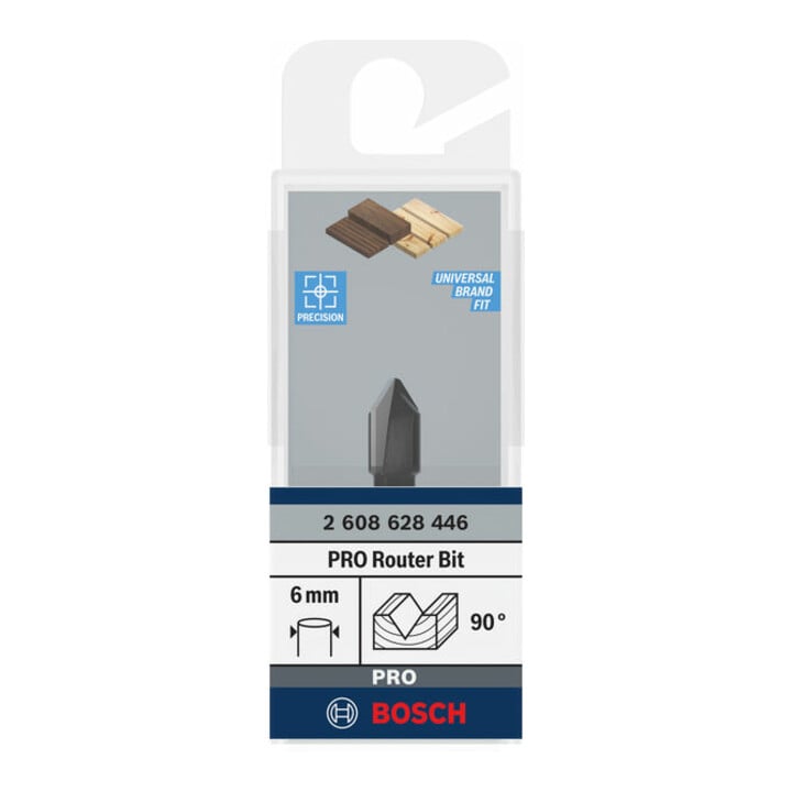 Bosch V-groeffrees 6 mm, D1 9,5 mm, L 12,35 mm, G 45 mm, 90°
