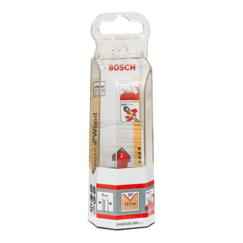Bosch V-groeffrees Expert for Wood met 8 mm schacht D 12,7 mm L 10 mm G 44,5 mm 90°.