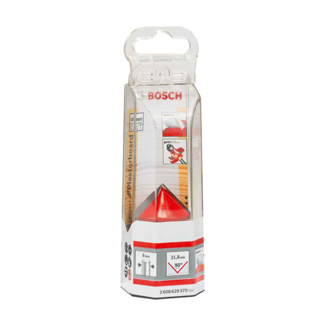 Bosch V-groeffrees Expert for Wood met 8 mm schacht D 31,8 mm L 19 mm G 51 mm 90°.