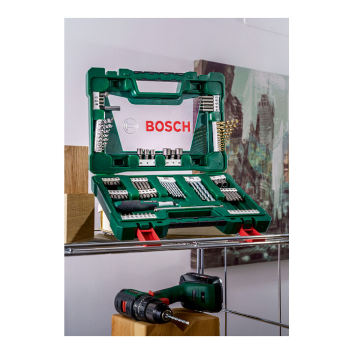 Bosch V-Line TiN-Bohrer- und Bit-Set, Ratschen-Schraubendreher, Magnetstab