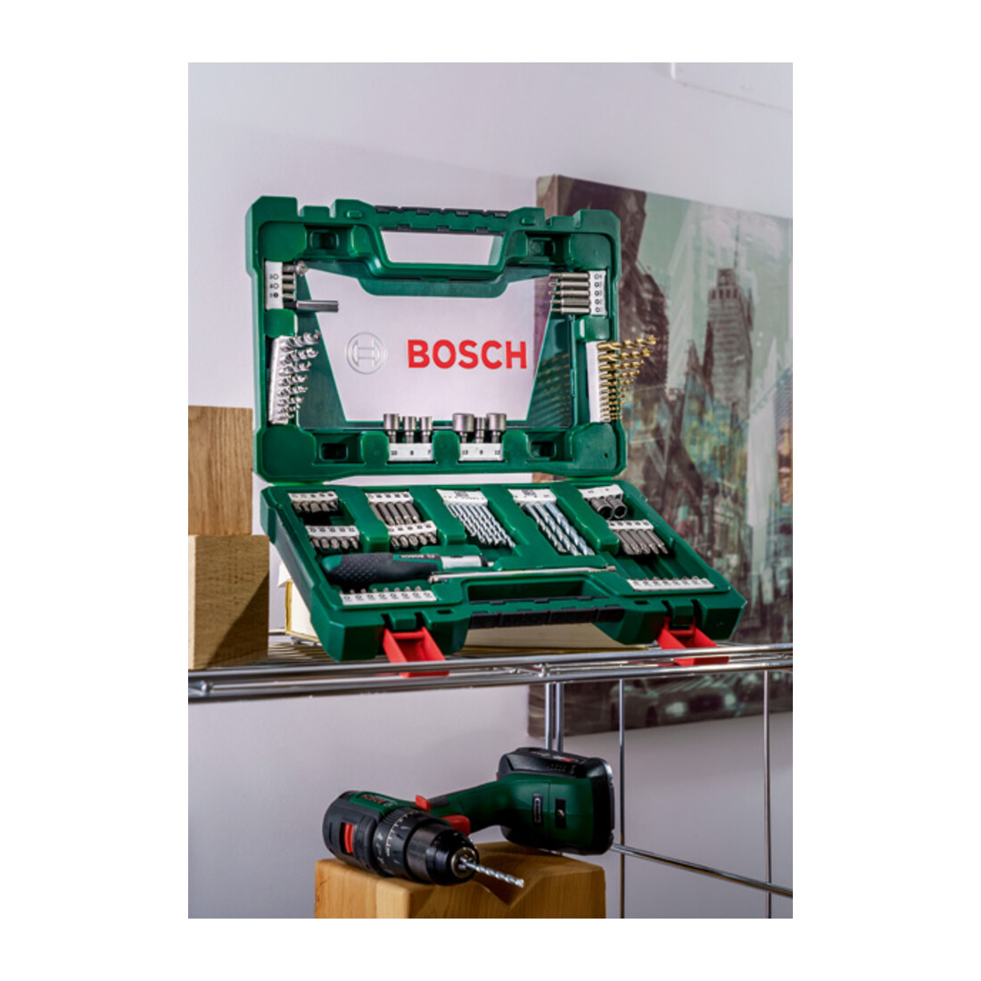 Bosch V-Line TiN-Bohrer- und Bit-Set, Ratschen-Schraubendreher, Magnetstab