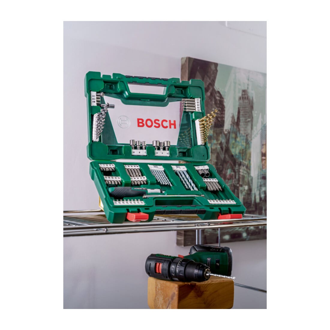 Bosch V-Line TiN-Bohrer- und Bit-Set, Ratschen-Schraubendreher, Magnetstab