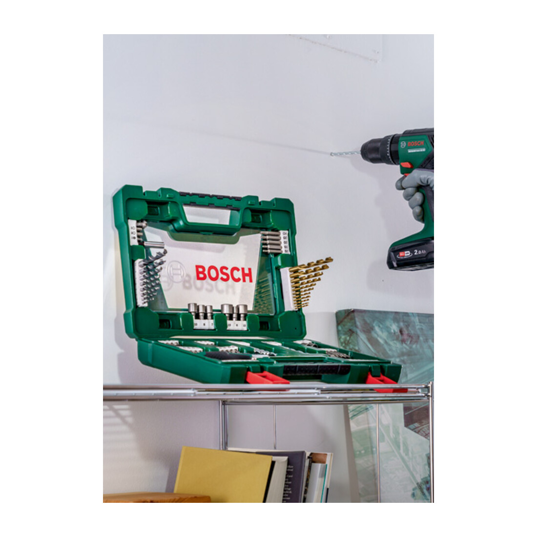 Bosch V-Line TiN-Bohrer- und Bit-Set, Ratschen-Schraubendreher, Magnetstab
