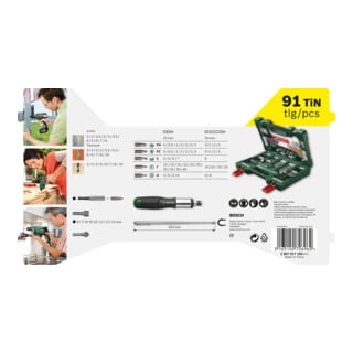 Bosch V-Line TiN boor- en bitset, ratelschroevendraaier, magneetstang