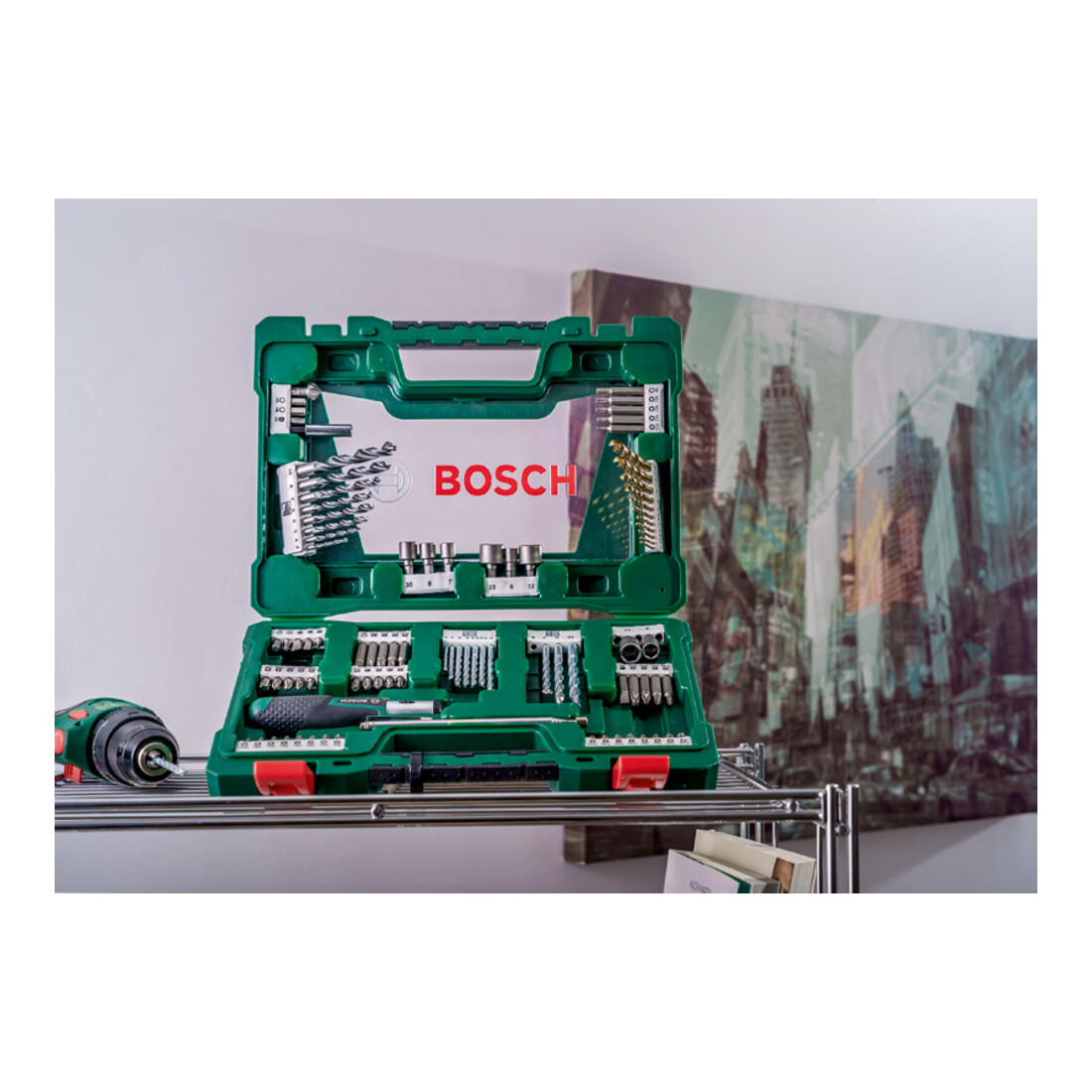 Bosch V-Line TiN boor- en bitset, ratelschroevendraaier, magneetstang