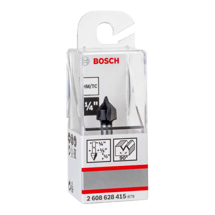 Bosch V-Nutfräser 1/4", D1 12,7 mm, L 12,7 mm, G 45 mm, 90°