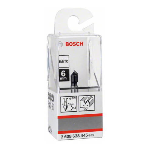 Bosch V-Nutfräser 6 mm, D1 6,35 mm, L 16 mm, G 48 mm, 90°