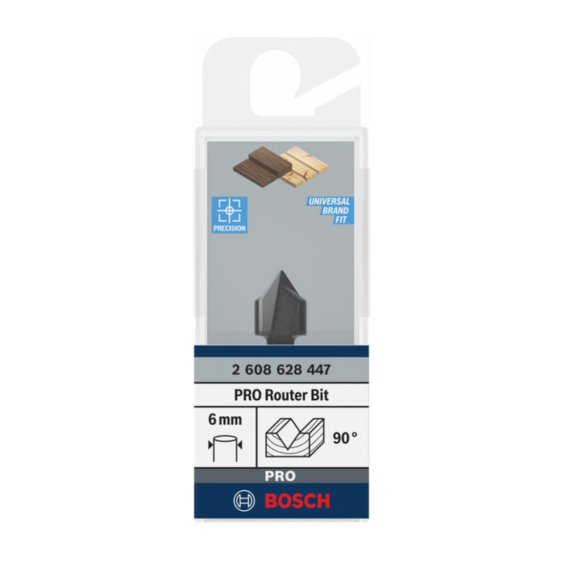 Bosch V-Nutfräser Standard for Wood mit 6 mm Schaft D1 12,7 mm L 12,7 mm,G 45 mm,90°