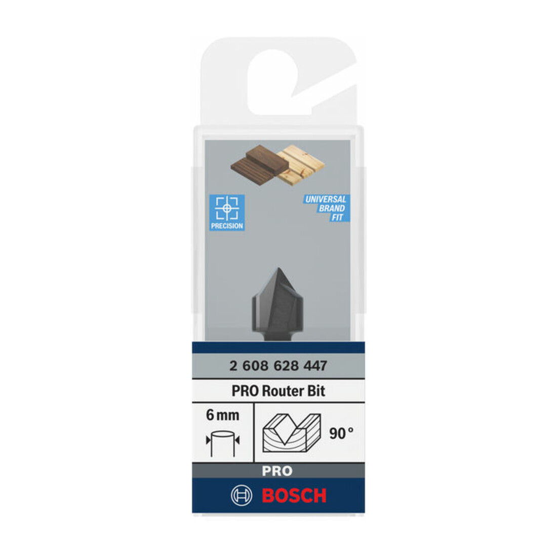 Bosch V-Nutfräser Standard for Wood mit 6 mm Schaft D1 12,7 mm L 12,7 mm,G 45 mm,90°