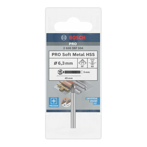 Bosch HSS verzinkboor, cilindrische schacht