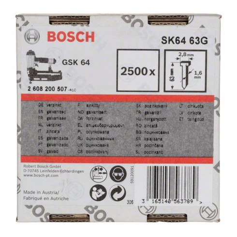 Bosch verzonken pen SK64 63G 1,6 mm 63 mm gegalvaniseerd