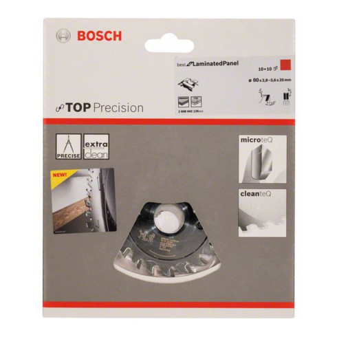 Bosch Kreissägeblatt Top Precision Kunststoff Für horizontale/vertikale Format- und Tischkreissägen