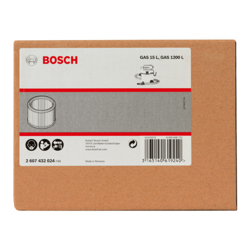Bosch vouwfilter filteroppervlak 3000 cm², 139 x 185 mm toebehoren voor GAS 15 L