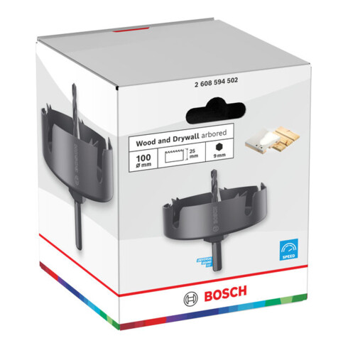 Bosch Wood and Drywall Lochsäge mit Aufsteckhalter, 100 x 27 mm