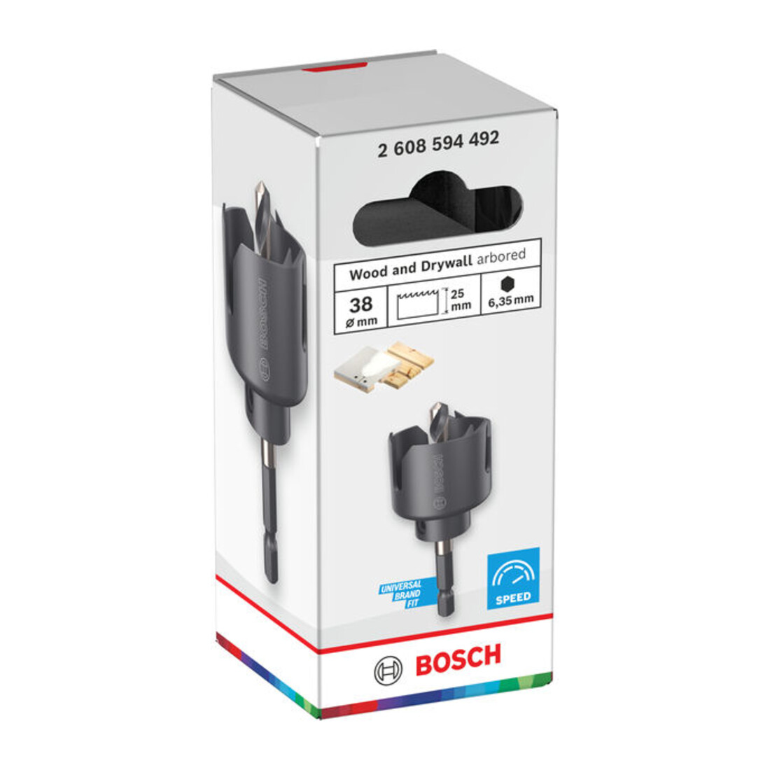 Bosch Wood and Drywall Lochsäge mit Aufsteckhalter, 38 x 27 mm