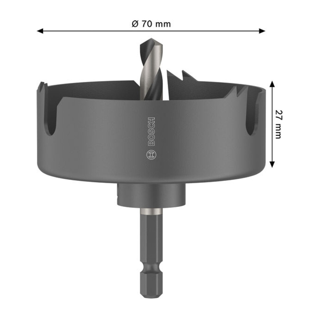 Bosch Wood and Drywall Lochsäge mit Aufsteckhalter, 70 x 27 mm