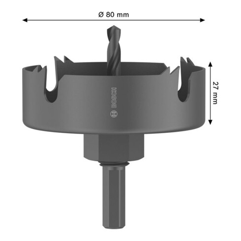 Bosch Wood and Drywall Lochsäge mit Aufsteckhalter, 80 x 27 mm