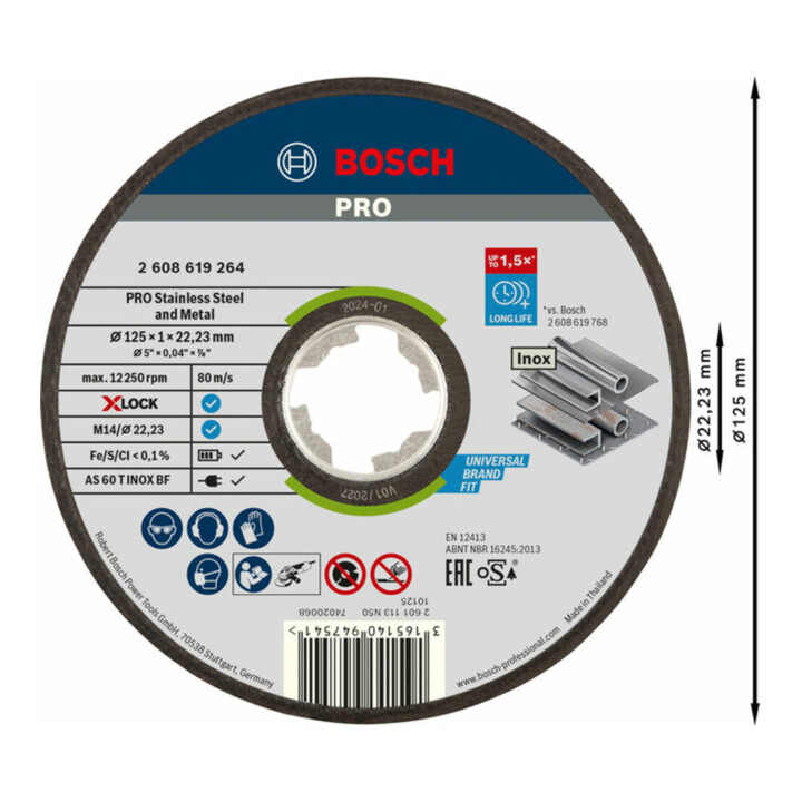 Bosch X-LOCK doorslijpschijf Expert for Inox and Metal AS 60 T