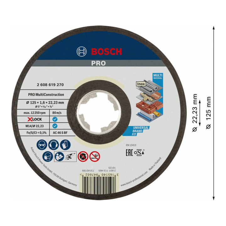 Bosch X-LOCK doorslijpschijf Multi material ACS 60 V BF