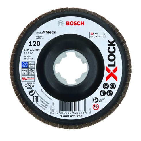 Bosch X-LOCK Fächerscheibe X571 Best for Metal Durchmesser 115 mm Körnung 120