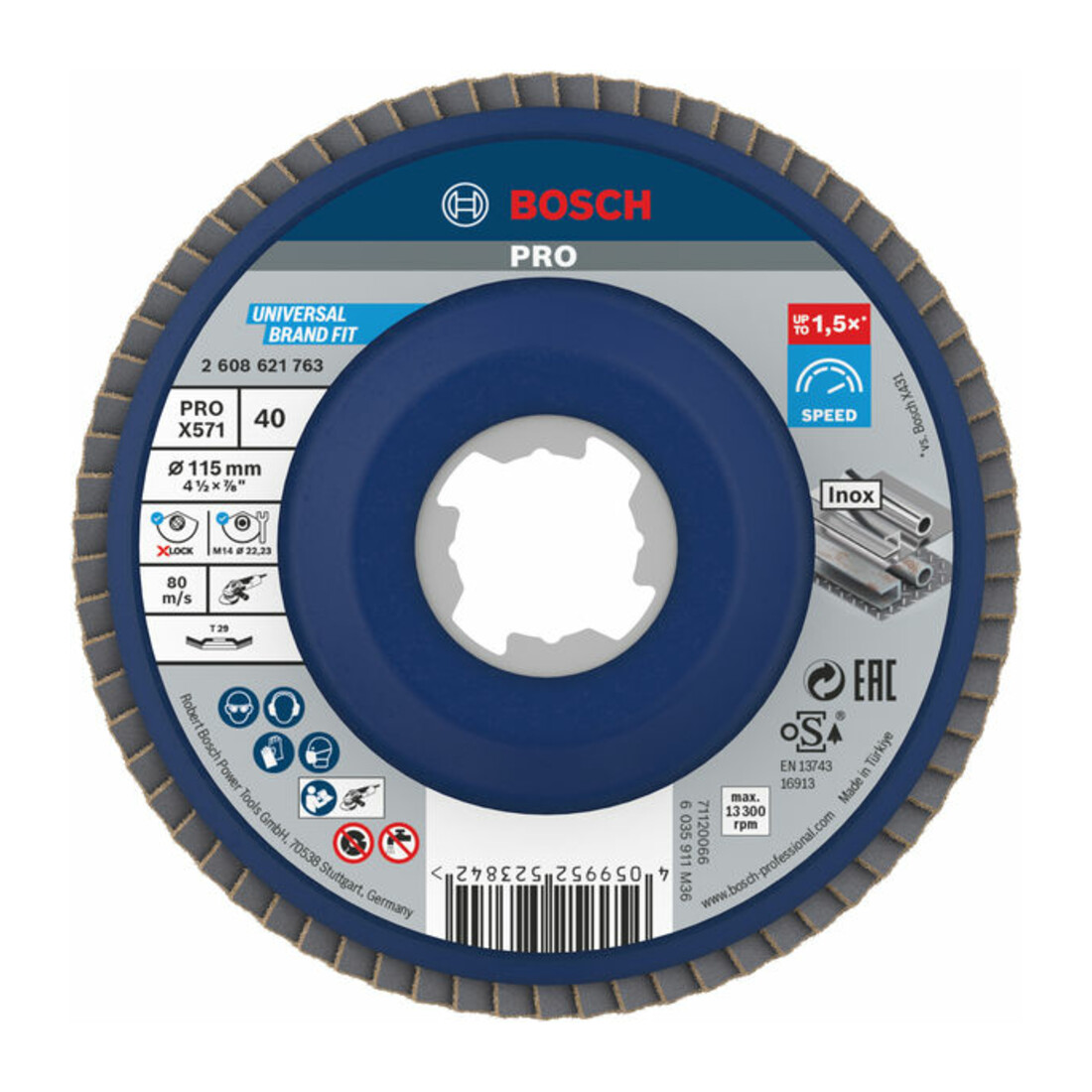 Bosch X-LOCK Fächerscheibe X571 Best for Metal Durchmesser 115 mm Körnung 40