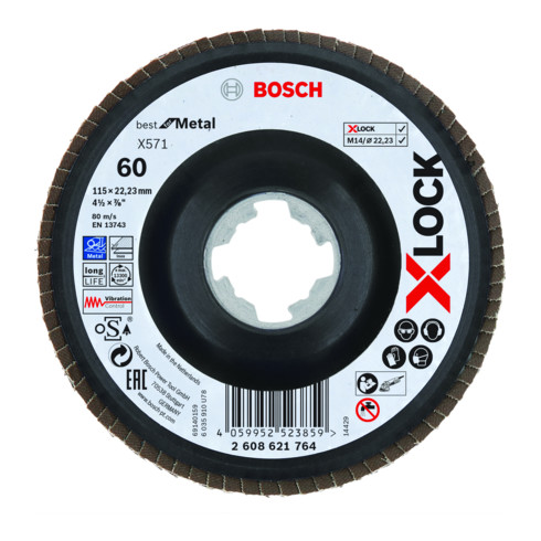 Bosch X-LOCK Fächerscheibe X571 Best for Metal Durchmesser 115 mm Körnung 60