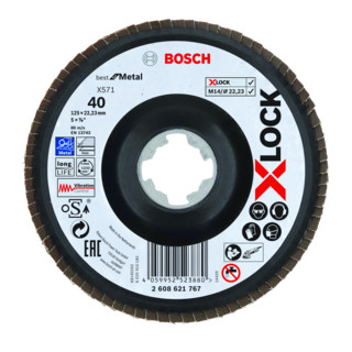 Bosch X-LOCK Fächerscheibe X571 Best for Metal Durchmesser 125 mm Körnung 40