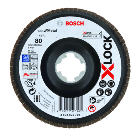 Bosch X-LOCK Fächerscheibe X571 Best for Metal Durchmesser 125 mm Körnung 80