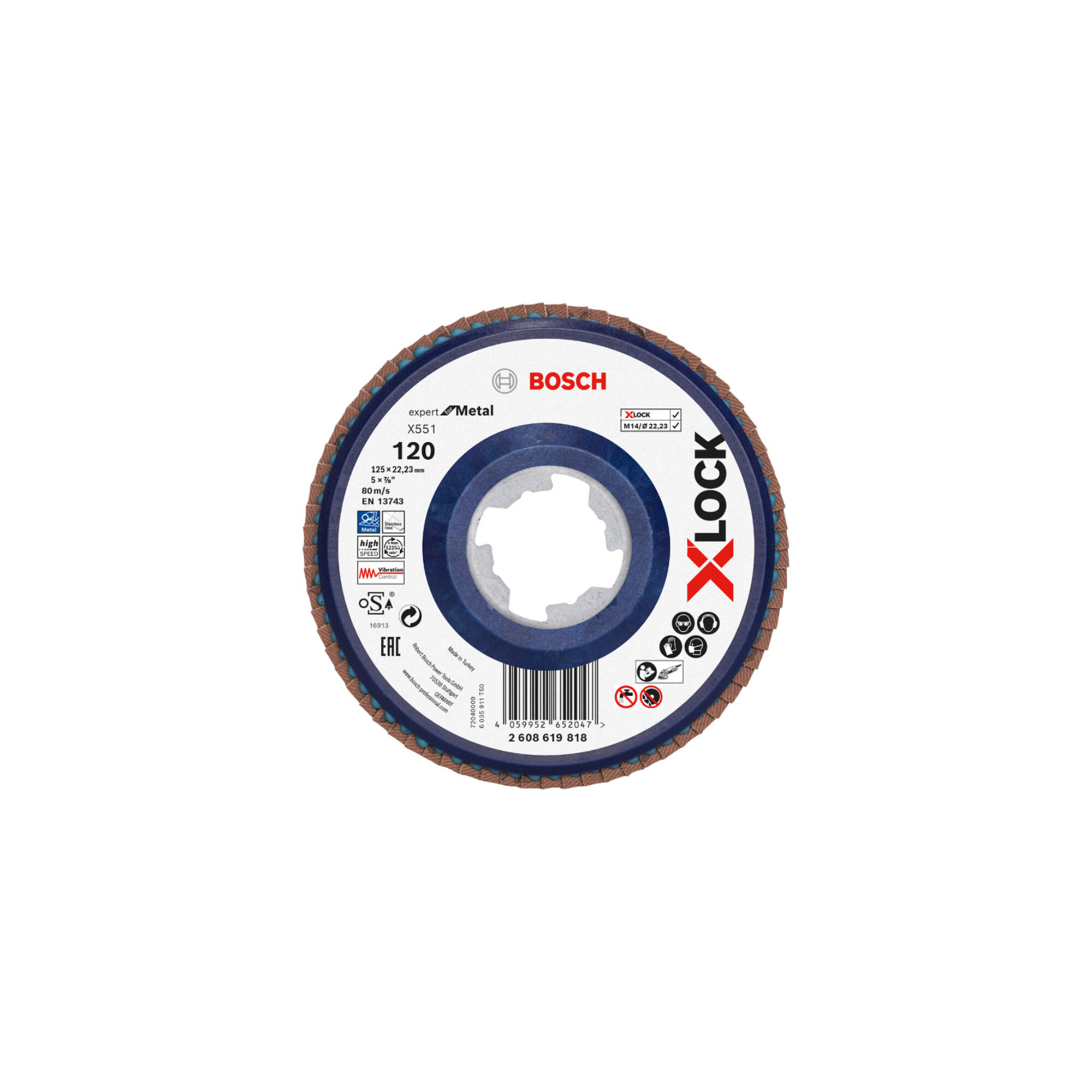 Bosch X-LOCK-Fächerschleifscheibe X551, Expert for Metal, K: 120, 125 mm
