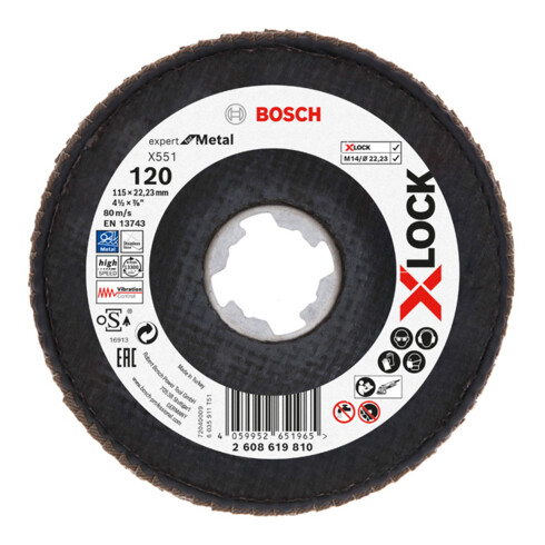 Bosch X-LOCK-Fächerschleifscheibe X551, Expert for Metal