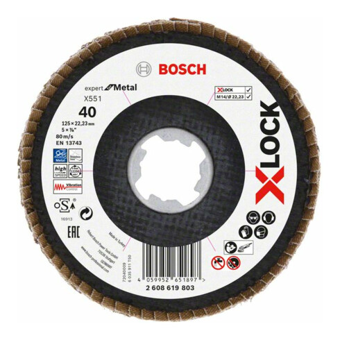 Bosch X-LOCK-Fächerschleifscheibe X551, Expert for Metal