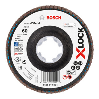 Bosch X-LOCK-Fächerschleifscheibe X551, Expert for Metal