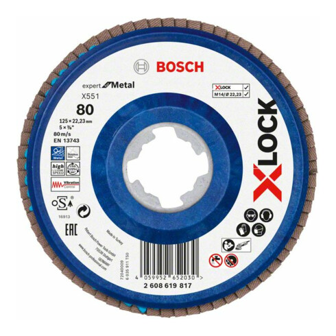 Bosch X-LOCK-Fächerschleifscheibe X551, Expert for Metal, K: 80, 125 mm