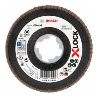 Bosch X-LOCK-Fächerschleifscheibe X551, Expert for Metal, K: 80, Scheibend.: 115 mm