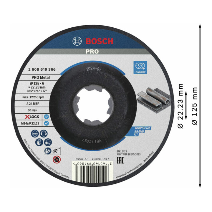 Bosch X-LOCK Schruppscheibe T27 A 24 P BF 125 x 6,0 mm